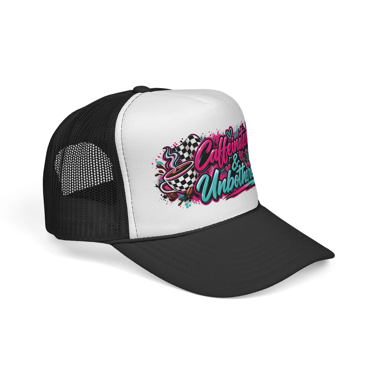 Caffeinated & Unbothered Trucker Hat | Steph's Daily Grind