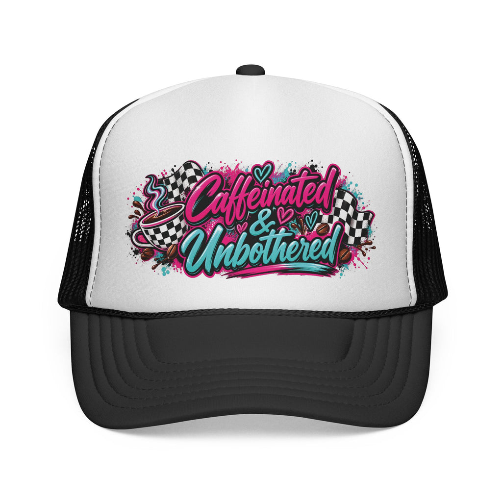Caffeinated & Unbothered Trucker Hat | Steph's Daily Grind